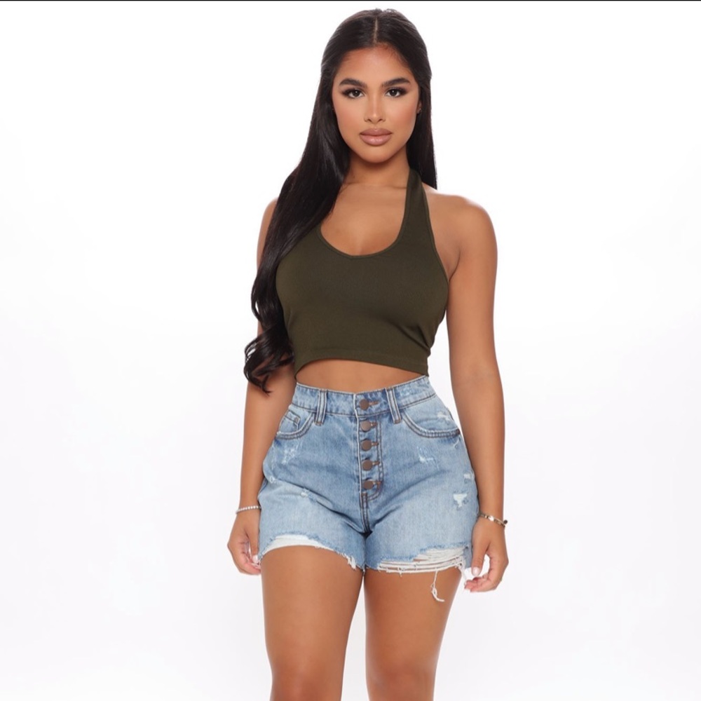 FashionNova Short Stacked Distressed Denim Shorts